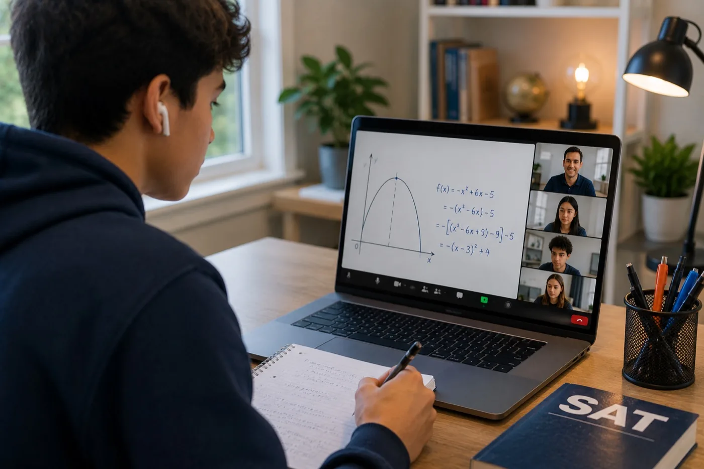 A student joining a free online SAT prep workshop over Zoom