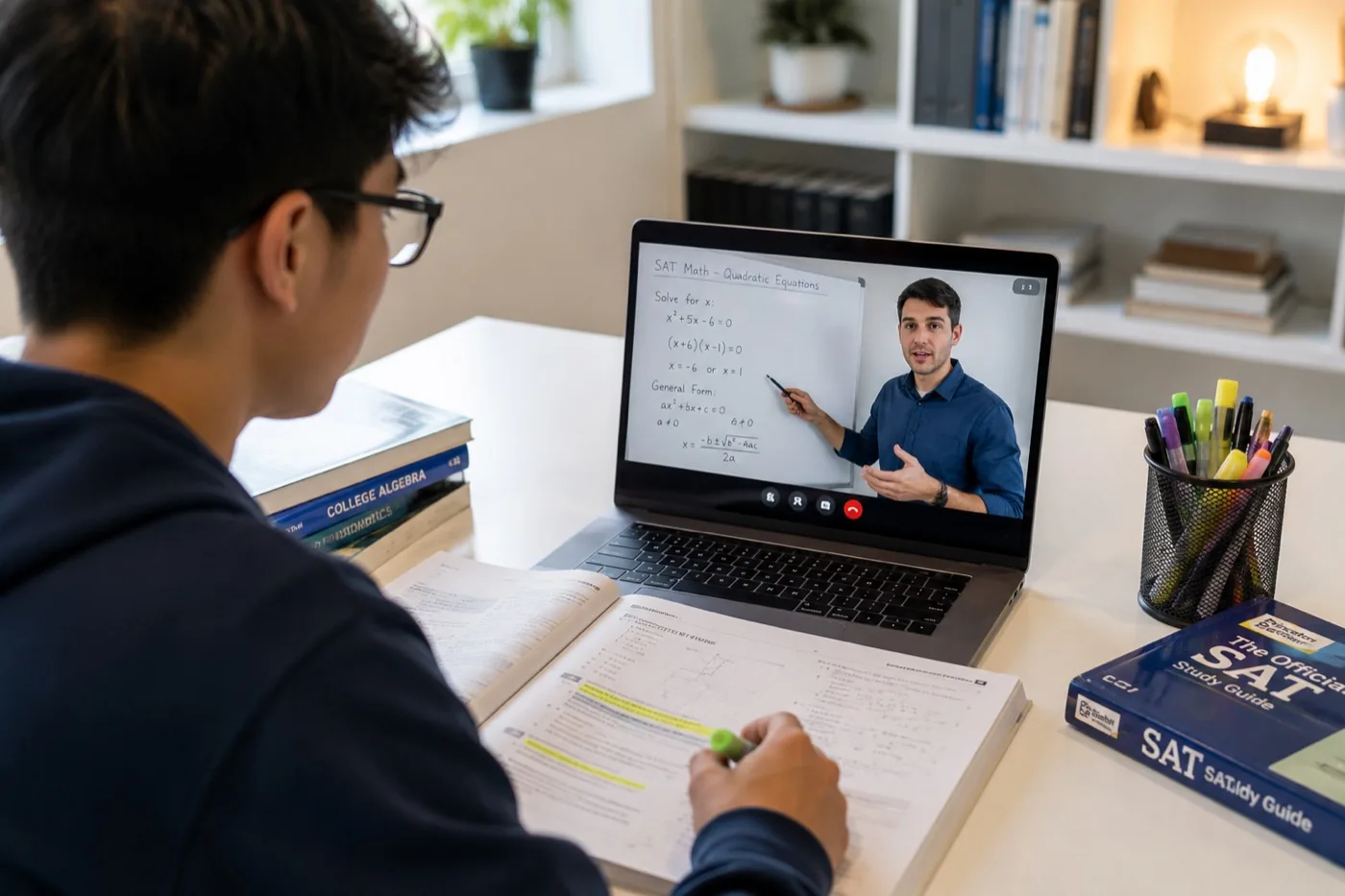 A student in an online SAT prep session with a High Performance tutor